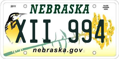 NE license plate XII994