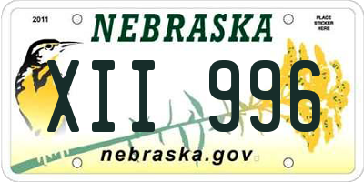 NE license plate XII996