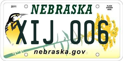 NE license plate XIJ006