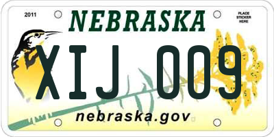 NE license plate XIJ009