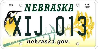 NE license plate XIJ013