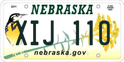 NE license plate XIJ110