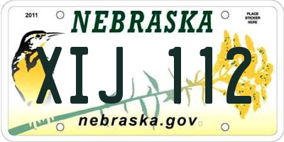NE license plate XIJ112