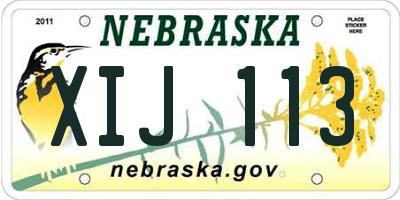 NE license plate XIJ113