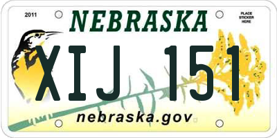 NE license plate XIJ151