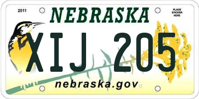 NE license plate XIJ205