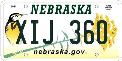 NE license plate XIJ360