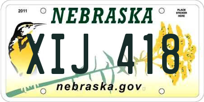 NE license plate XIJ418