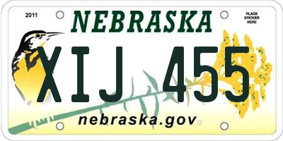 NE license plate XIJ455
