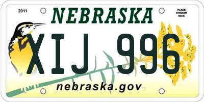 NE license plate XIJ996