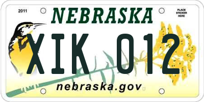 NE license plate XIK012