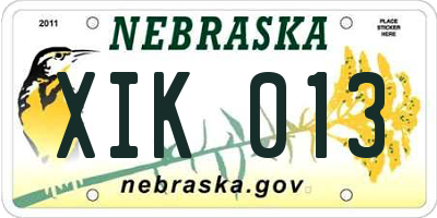 NE license plate XIK013