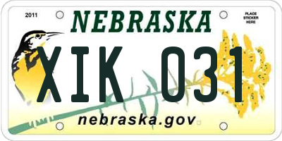 NE license plate XIK031