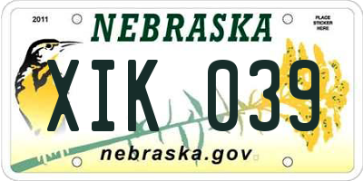NE license plate XIK039