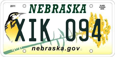 NE license plate XIK094