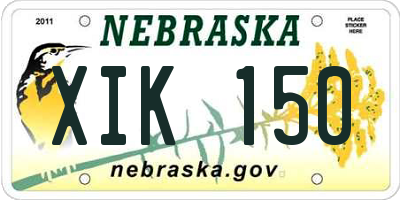 NE license plate XIK150