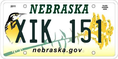 NE license plate XIK151