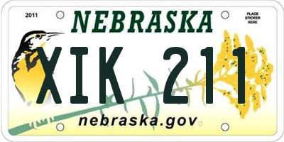 NE license plate XIK211