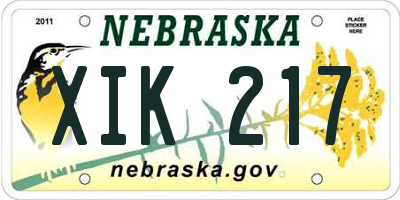NE license plate XIK217
