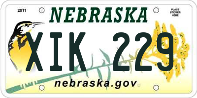 NE license plate XIK229