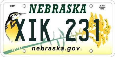 NE license plate XIK231