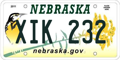 NE license plate XIK232