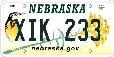 NE license plate XIK233