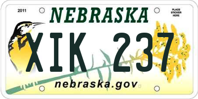 NE license plate XIK237