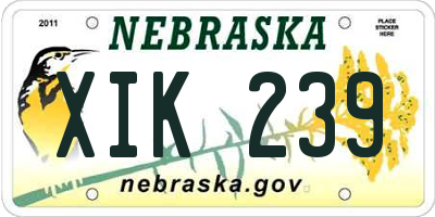 NE license plate XIK239