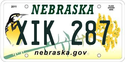 NE license plate XIK287