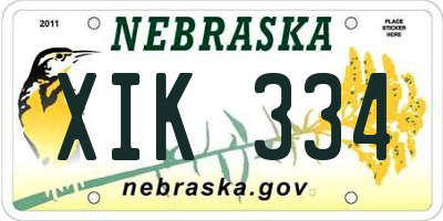 NE license plate XIK334