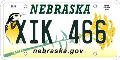 NE license plate XIK466