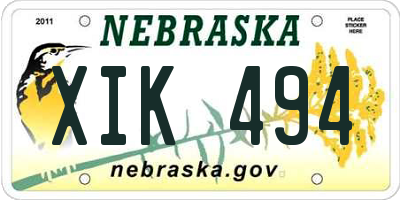 NE license plate XIK494