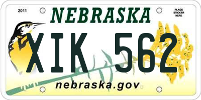 NE license plate XIK562