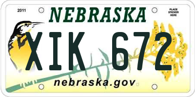 NE license plate XIK672