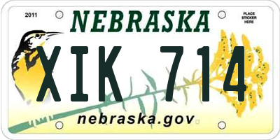 NE license plate XIK714