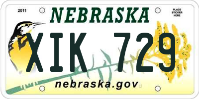 NE license plate XIK729