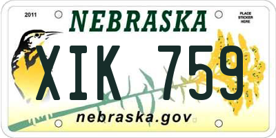 NE license plate XIK759