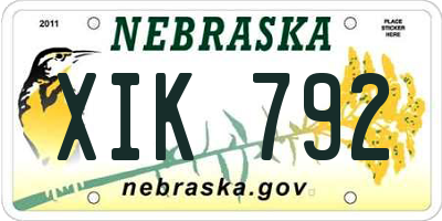 NE license plate XIK792