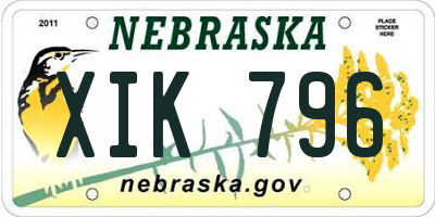 NE license plate XIK796