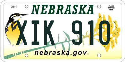 NE license plate XIK910