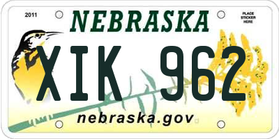 NE license plate XIK962