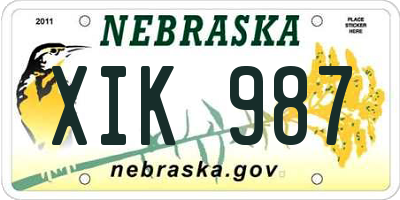 NE license plate XIK987