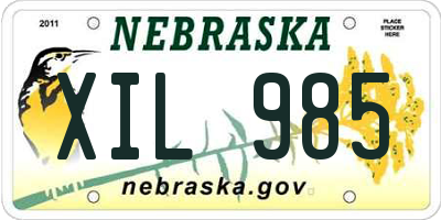 NE license plate XIL985