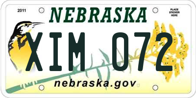 NE license plate XIM072