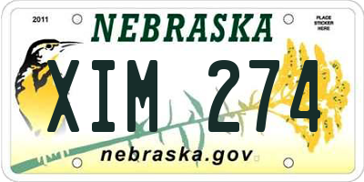 NE license plate XIM274