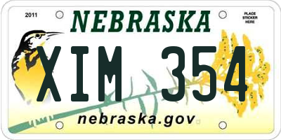 NE license plate XIM354