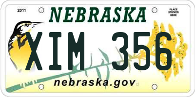 NE license plate XIM356