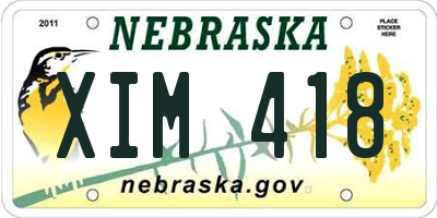 NE license plate XIM418