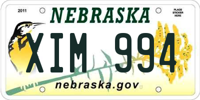 NE license plate XIM994